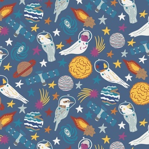 Large Blue Grey Australian Birds Exploring Space