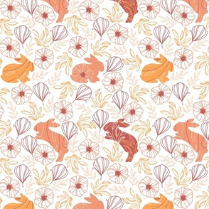 Rabbits and flowers for Easter design