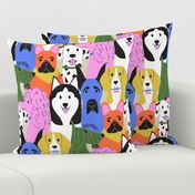 Bright, Colorful Dogs including poodle, french bull dog, beagle, great dane, husky, Scottie and Dalmatian