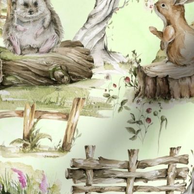 18" Little Wild Animals Foxes Rabbits Birds And Mice In Summer Holidays 