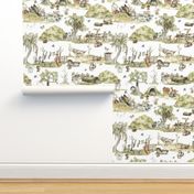 18" Little Wild Animals Loundry Day And Lazy Summer Holidays  white