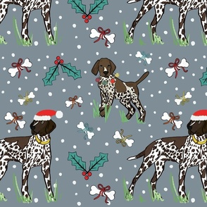 German shorthair pointer dog and puppy | Christmas dogs | blue grey  | small 5 inch scale