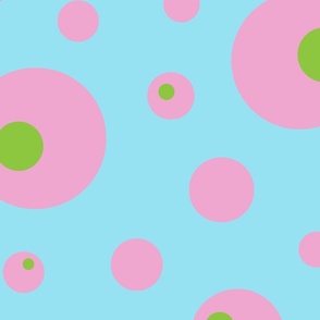 Polka Dots blue pink green - larger size