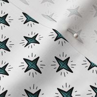 Small - Tattoo coordinate - white with teal stars