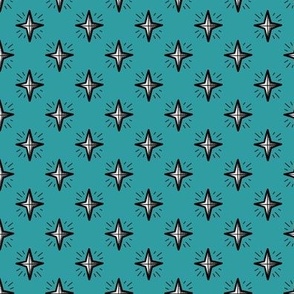 Small - Tattoo coordinate - teal with white stars