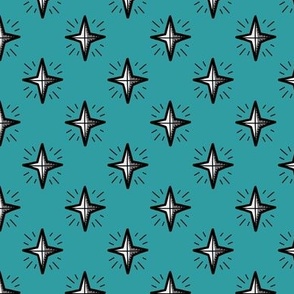 Tattoo coordinate - teal with white stars