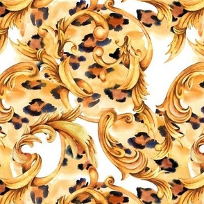 Animal Leopard Texture with Gold Curl