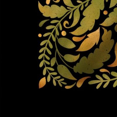 Philodendron and Fern on Black