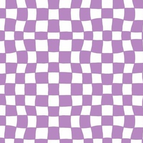 Mini Hand Drawn Small Checkerboard Pattern (lilac purple/white)