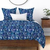 Large Scale Aquarius Water Zodiac Sign on Galaxy Blue