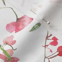 18" A beautiful cute pink midsummer flower garden with pink wildflowers peas,and grasses on white background-for home decor Baby Girl   and  nursery fabric perfect for kidsroom wallpaper,kids room