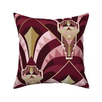 Modern Artdeco architecture arches rose red - M