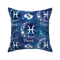 Large Scale Pisces Zodiac Fish Water Sign on Galaxy Blue