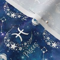 Small Scale Pisces Zodiac Fish Water Sign on Galaxy Blue
