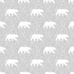 (small scale) bear on light grey linen -  white on grey || the lumberjack collection C22