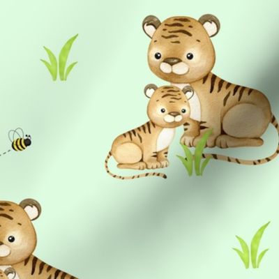Safari Animals Tiger Mint Green Baby Nursery 