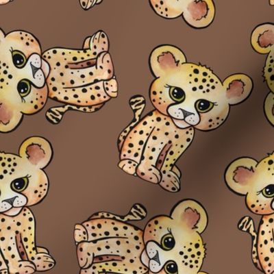 Cheetah Watercolor - Brown