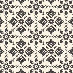 Scandi Cutout Snowflake Tile Print - Charcoal Ivory