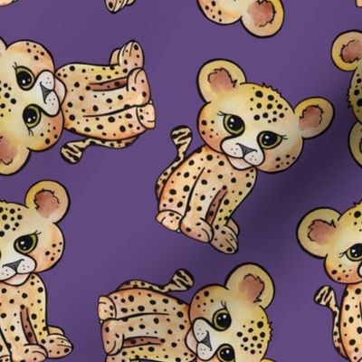 Cheetah Watercolor - Purple