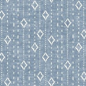 diamond stripe - bohemian diamonds - blue woven - C22