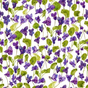 Purple Watercolor flowers with stripes pattern - home decor and