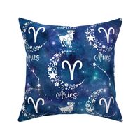 Large Scale Aries Zodiac Ram Sign on Galaxy Blue