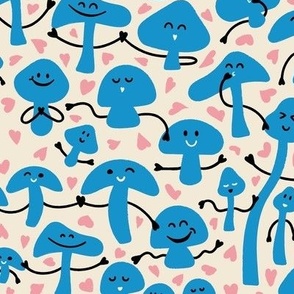 Funny Valentine - Mushrooms - Blue and Pink ©designsbyroochita