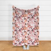 Pink and Orange | Floral Kisses Textured | Pastel Comforts | Jumbo Scale ©designsbyroochita
