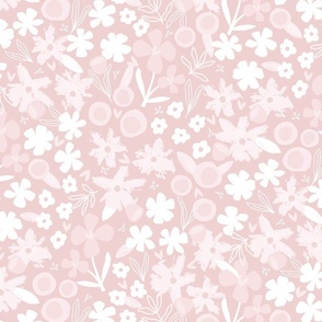 Floral Garden in Piglet | baby pink florals | Regular Scale ©designsbyroochita