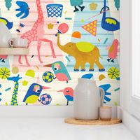 Game Room Kids Wallpaper | Animals | Multicolor | jumbo scale ©designsbyroochita