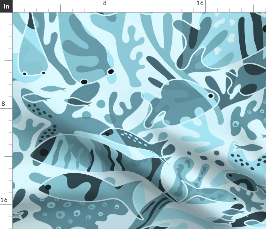 Coral Reefs - Hidden Whimsical - blue | jumbo scale ©designsbyroochita