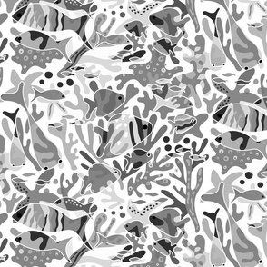 Coral Reefs - Hidden Whimsical - black and white | regular scale ©designsbyroochita