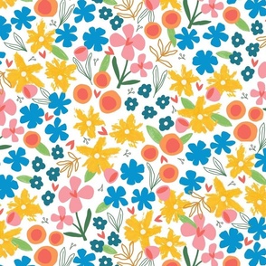 Floral Garden Multicolor | Yellow, Blue, Pink, Red, Orange, Green | Regular Scale ©designsbyroochita