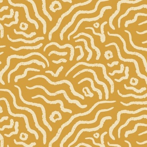 Water Dance - Mustard and Beige | Abstract | textured | Regular scale ©designsbyroochita