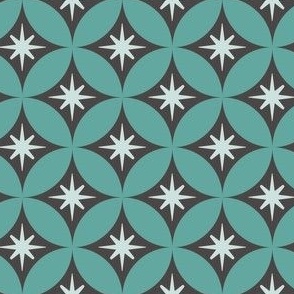 retro christmas overlapping circles in charcoal and teal blue