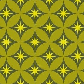 retro christmas overlapping circles in dark olive and citrine green