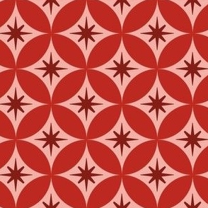 retro christmas overlapping circles in dark red poppy and rose pink