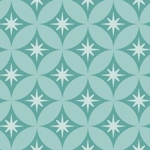retro christmas overlapping circles in teal seaglass and light blue
