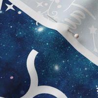 Large Scale Taurus Bull Zodiac Sign on Galaxy Blue