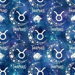 Medium Scale Taurus Bull Zodiac Sign on Galaxy Blue