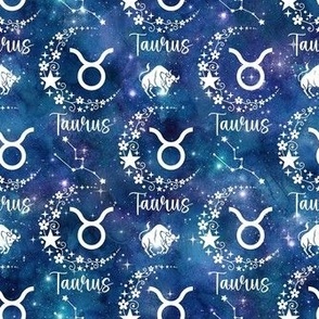 Small Scale Taurus Bull Zodiac Sign on Galaxy Blue