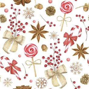 Christmas sweets watercolor on white background