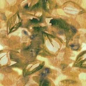 Golden orange yellow and dark green leaves abstract resize 2h