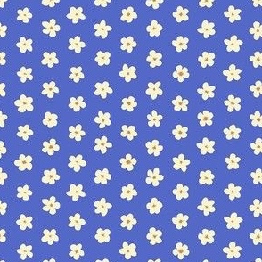 Small floral - white flowers on blue - small