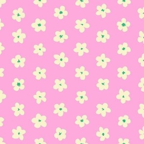 Small floral - white flowers on pink - medium