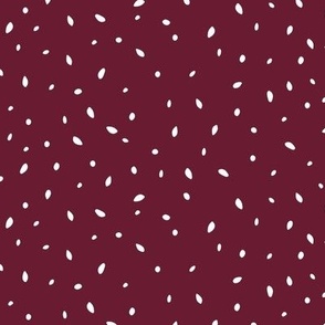 Winter White Scattered Dots on Cranberry Burgundy Red 