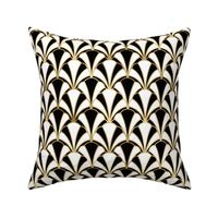 Scallop Shells in Black and Gold Art Deco Vintage Foil Pattern