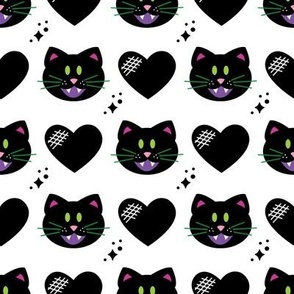 black cat w hearts