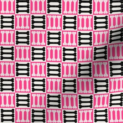 Checkerbones - 1" squares - dark pink, black, and alabaster 