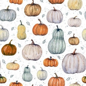 Pumpkins on white background with dots